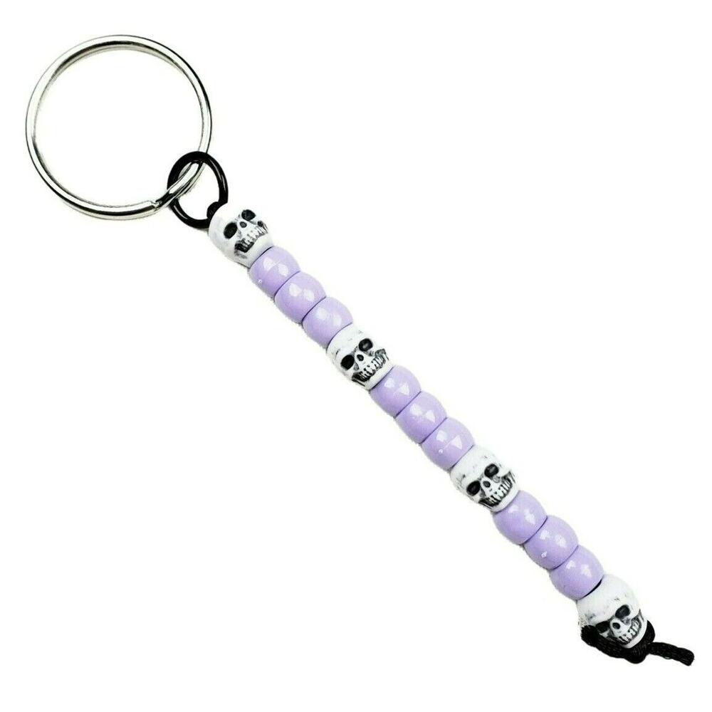 Skull Keychain Lavender Purple White Whimsygoth‎ Goth Gothic Halloween Handmade